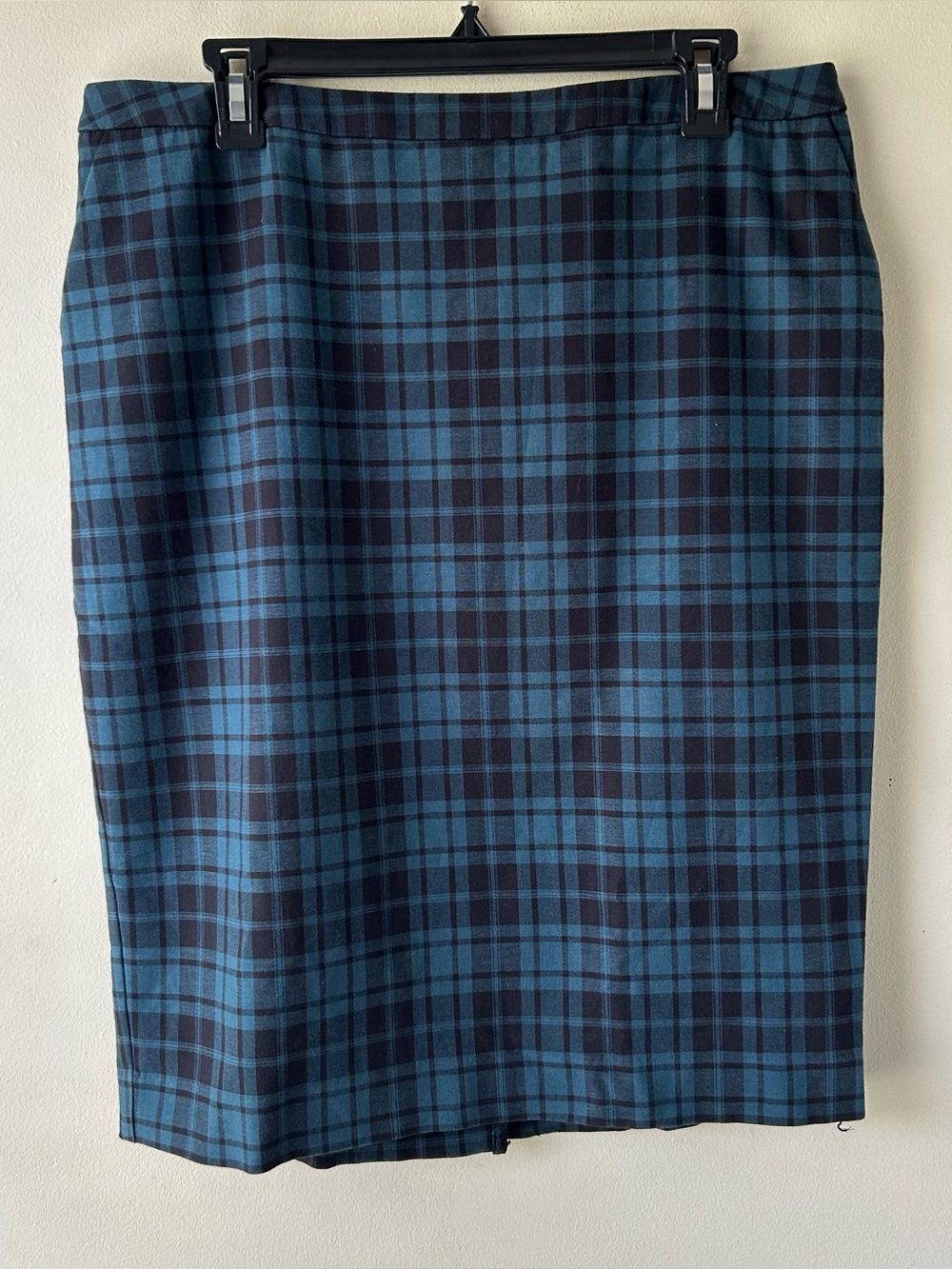 5 FOR $25 | Merona Modest Midi Pencil Skirt Plaid Dark Teal Black 12